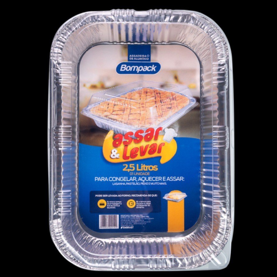 Assadeira com tampa 2,5L retangular