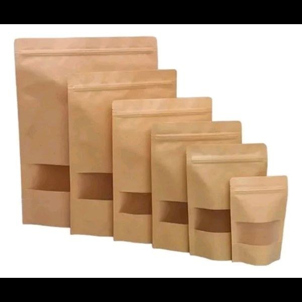 Sacos stand up pouch kraft (visor faixa)
