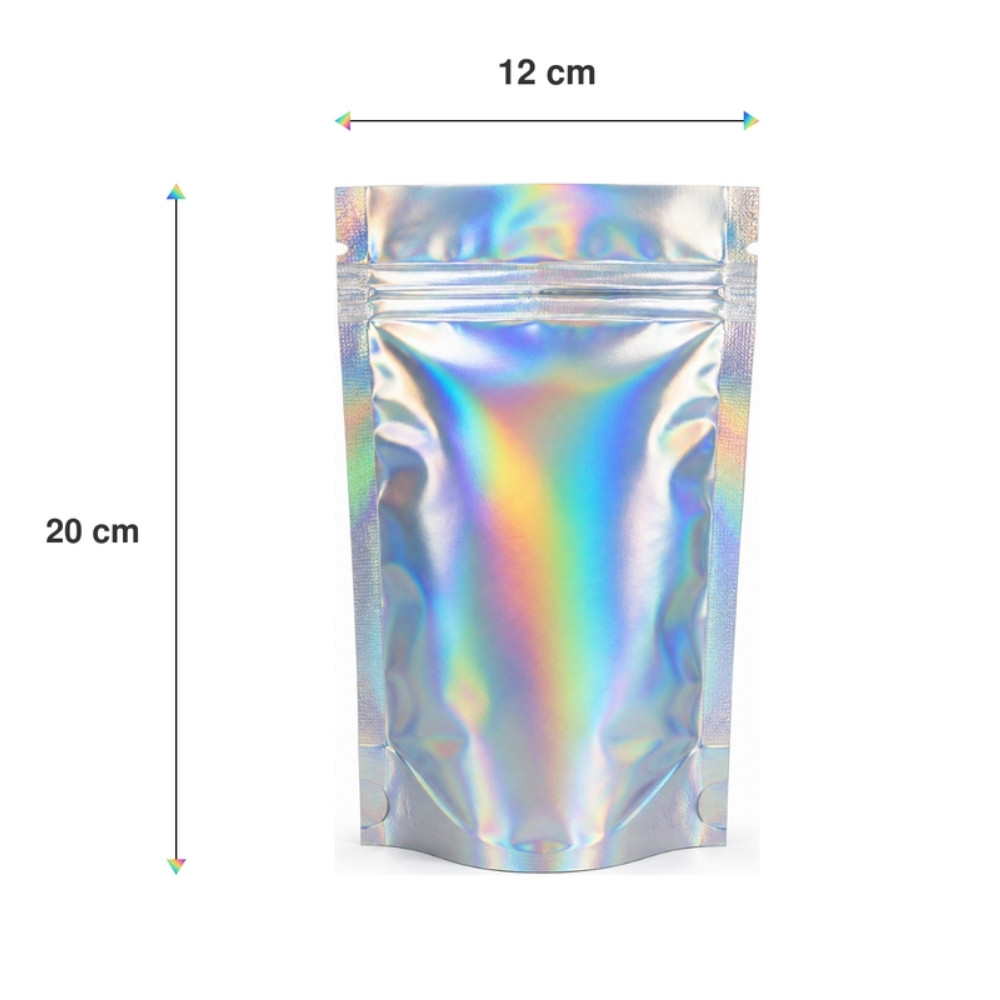 Saco stand up pouch holo 12x20 medidas